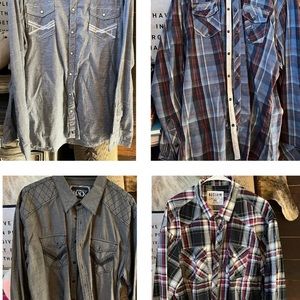 4 Mens BKE buckle shirts XXL, one XL